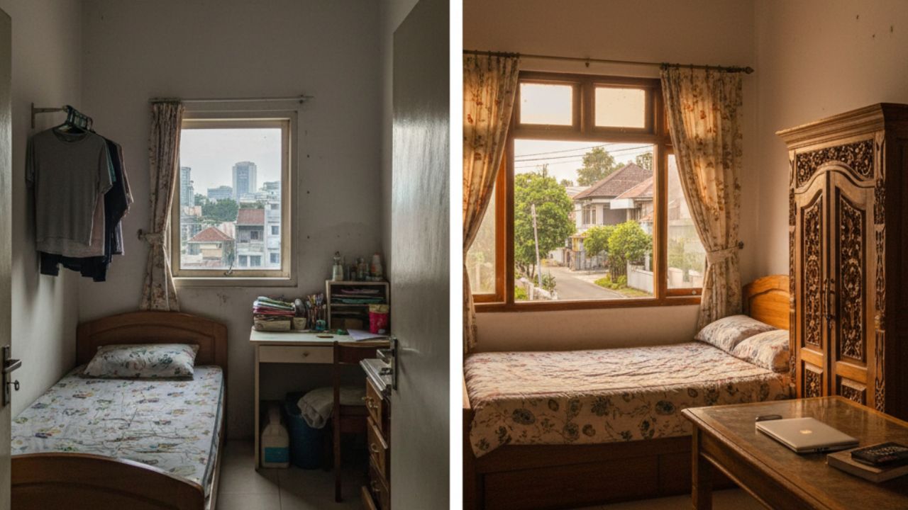 Sewa kos jadi pembeda paling terasa.