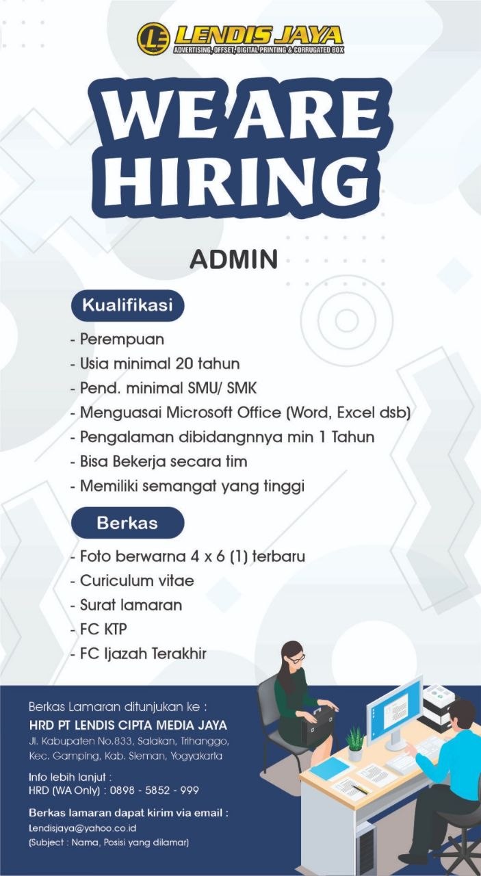 Poster lowongan PT Lendis Cipta Media Jaya