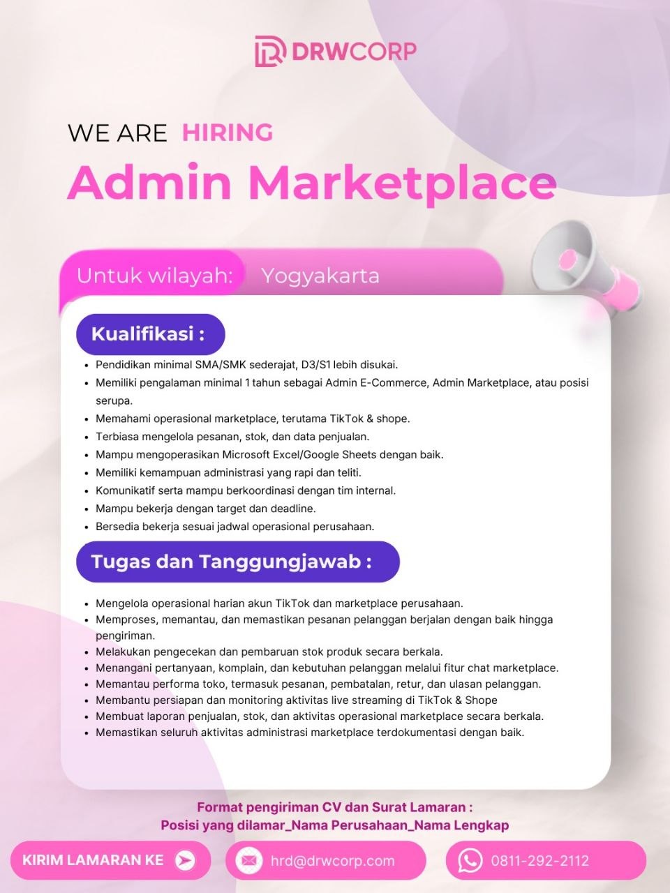 Poster lowongan DRWCORP