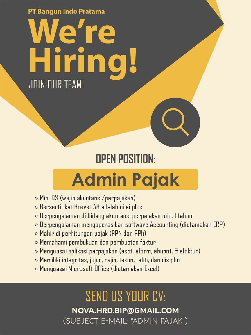 Poster lowongan PT Bangun Indo Pratama