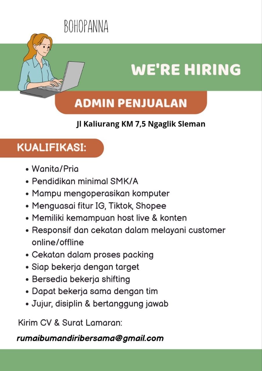 Poster lowongan Bohopanna