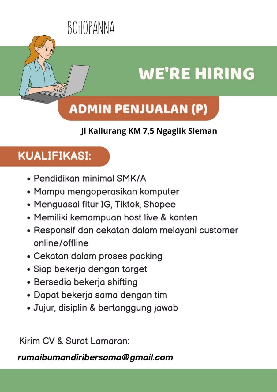 Poster lowongan BOHOPANNA