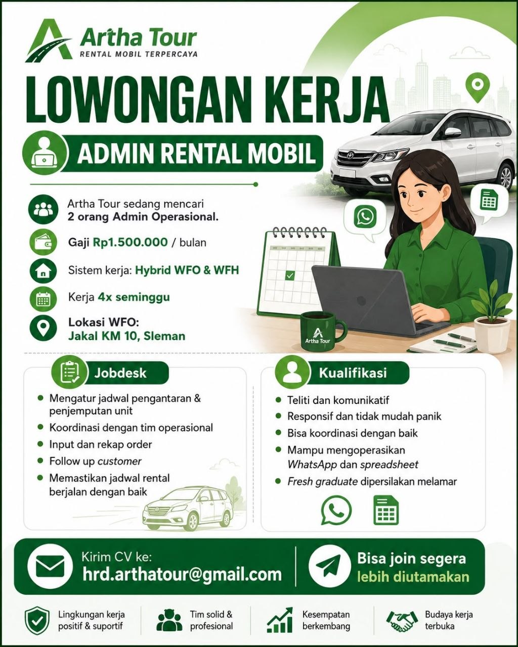 Poster lowongan Artha Tour