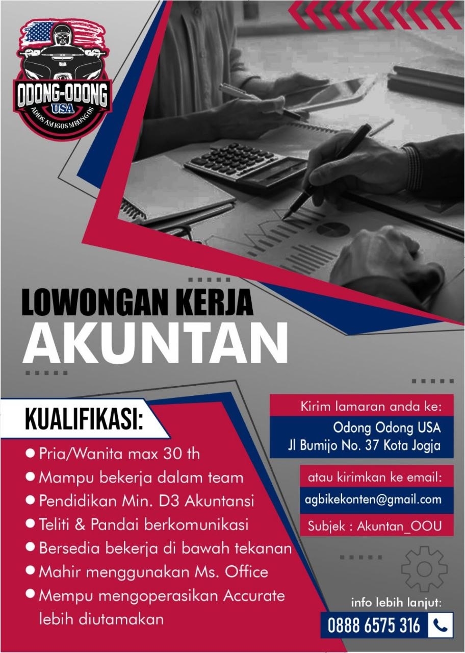 Poster lowongan Odong Odong USA