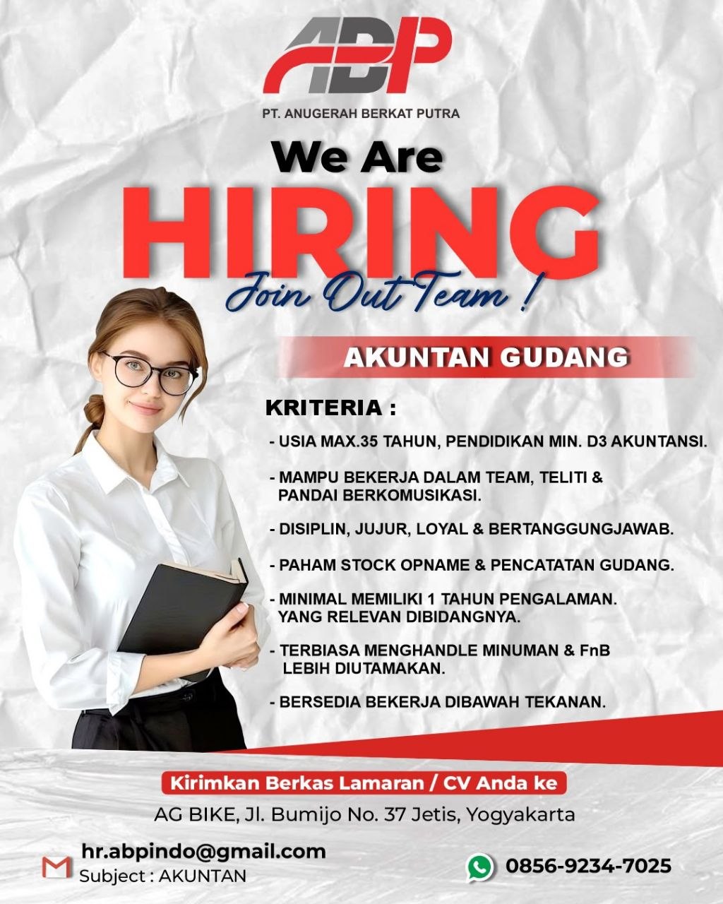 Poster lowongan Odong Odong USA