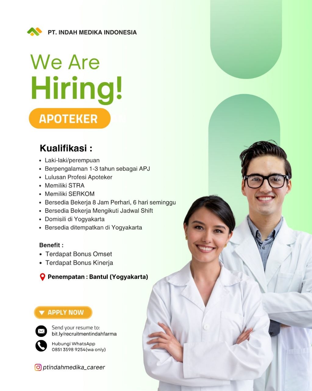 Poster lowongan PT. Indah Medika Indonesia