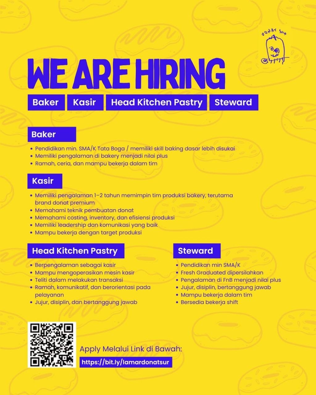 Poster lowongan Donat Sur