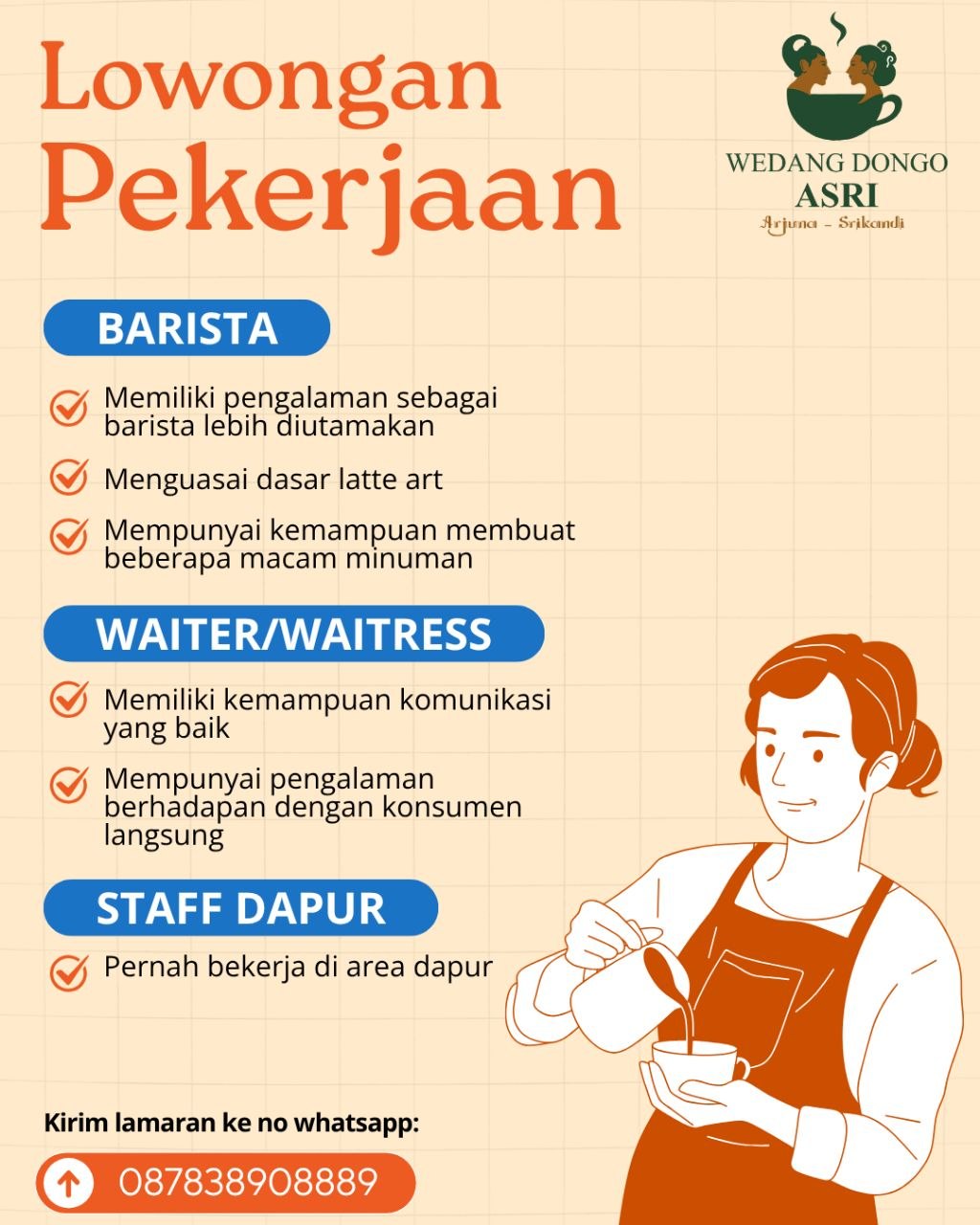 Poster lowongan Wedang Dongo Asri