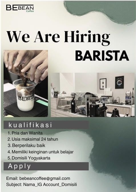 Poster lowongan BEBEAN Coffee