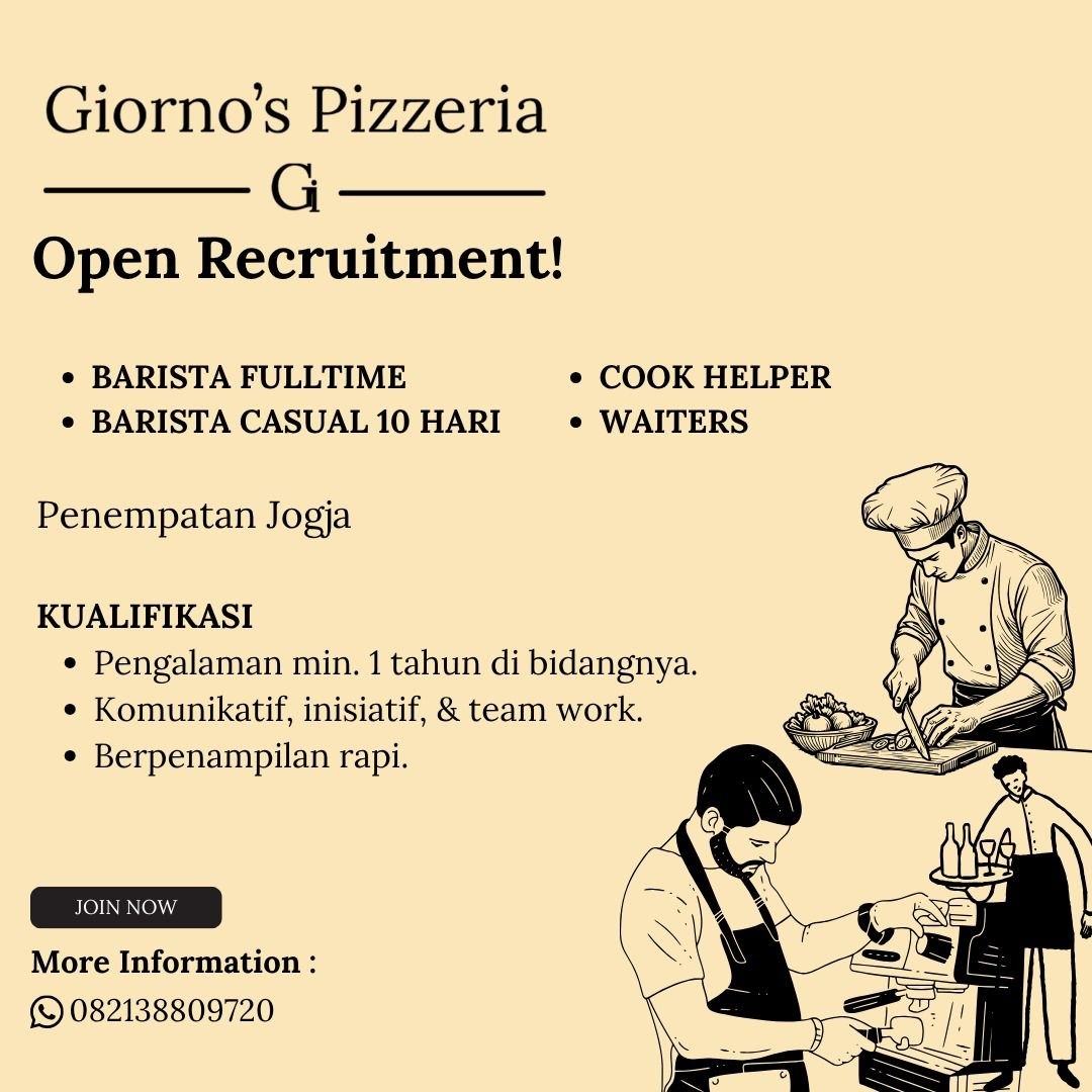 Poster lowongan Giorno’s Pizzeria