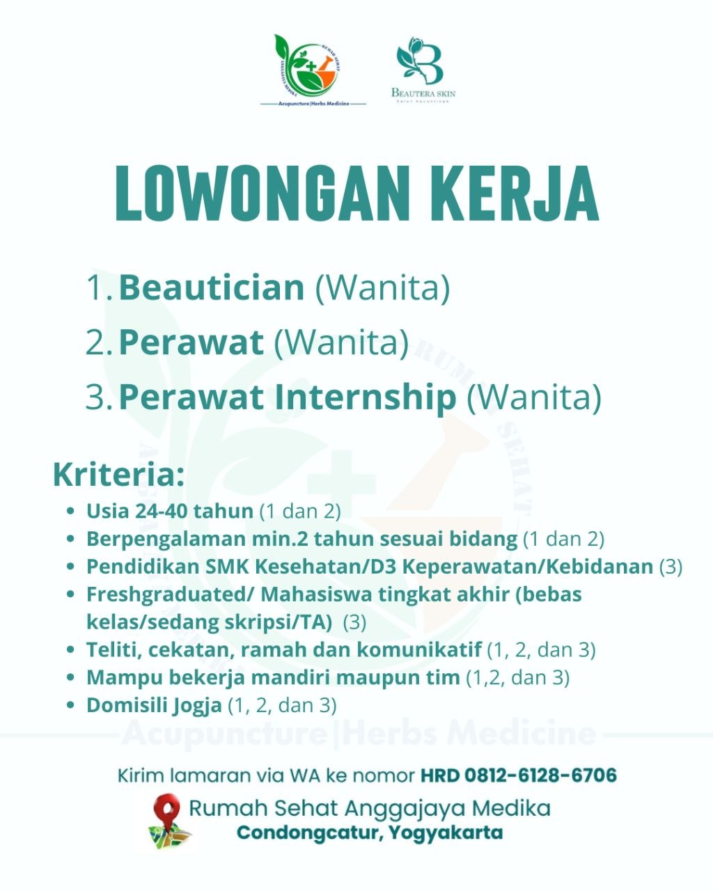 Poster lowongan Rumah Sehat Anggajaya Medika