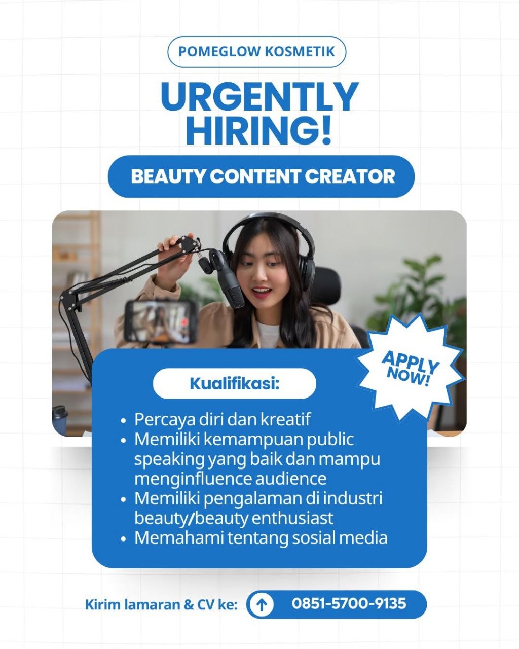 Poster lowongan Pomeglow Kosmetik