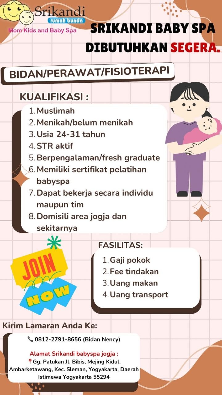 Poster lowongan Srikandi Baby Spa