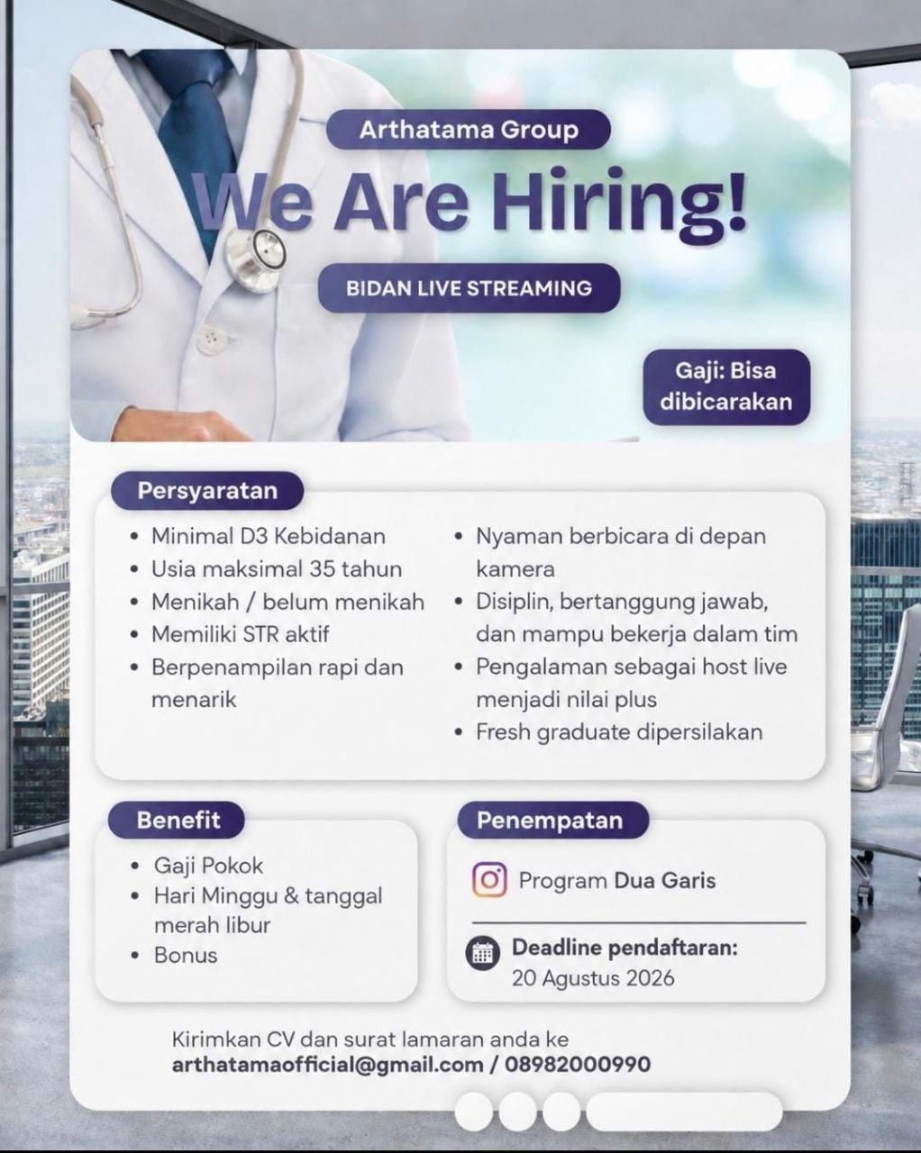 Poster lowongan Arthatama Group