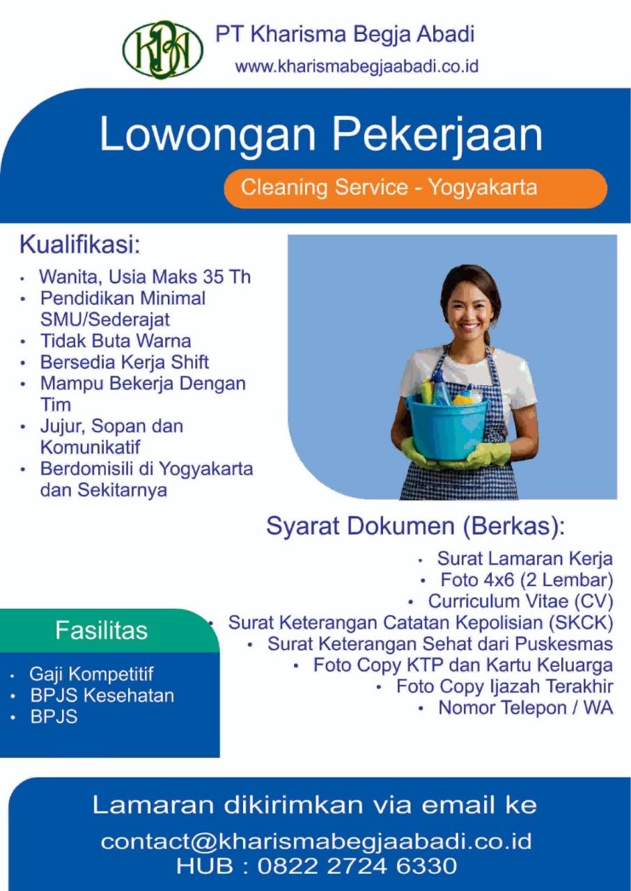 Poster lowongan PT Kharisma Begja Abadi