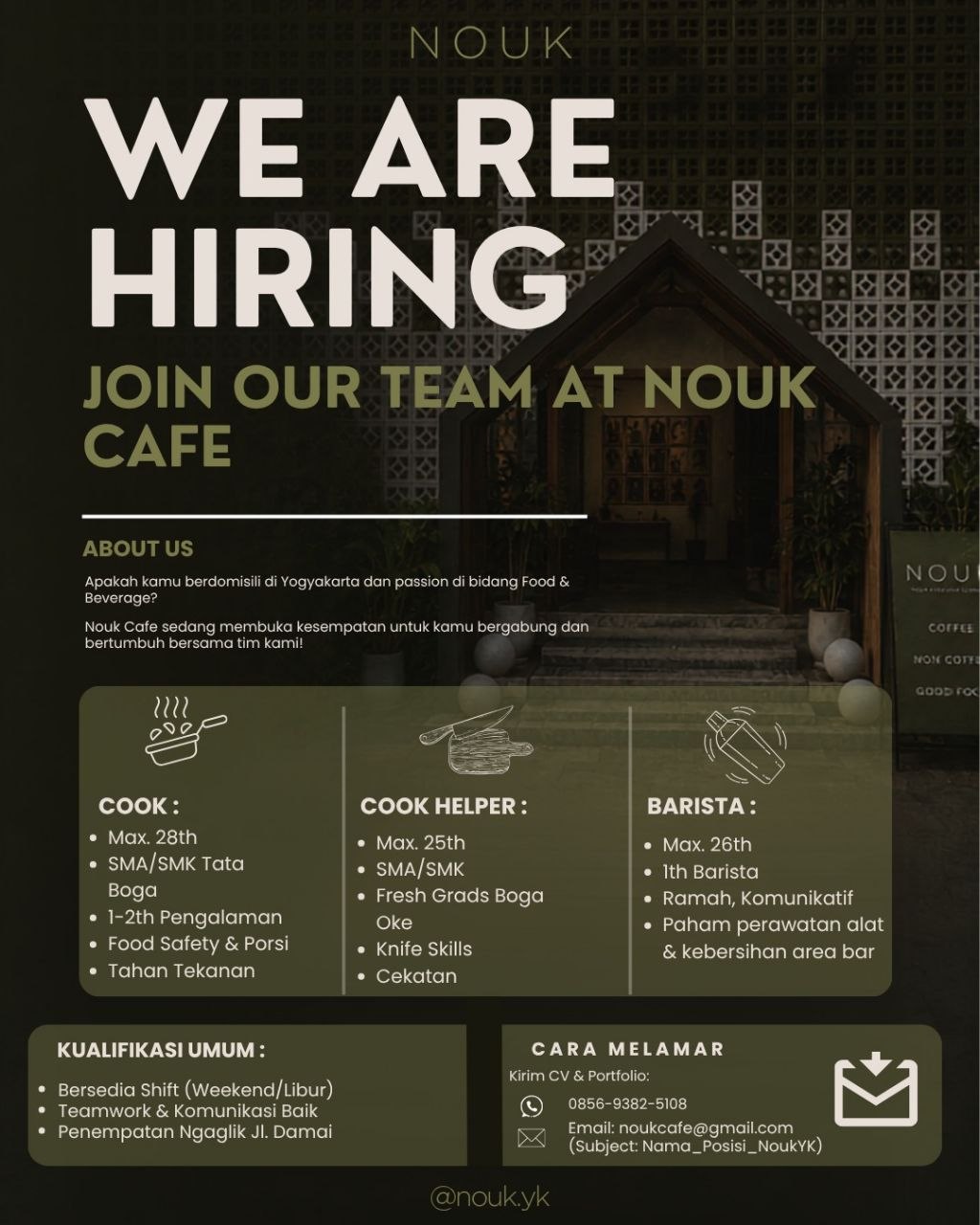Poster lowongan Nouk Cafe