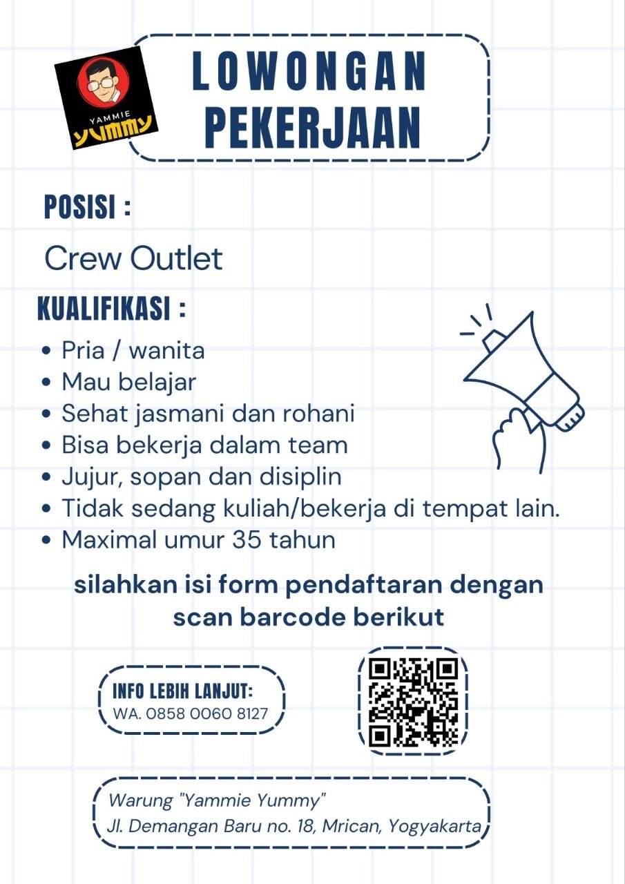 Poster lowongan Warung Yammie Yummy