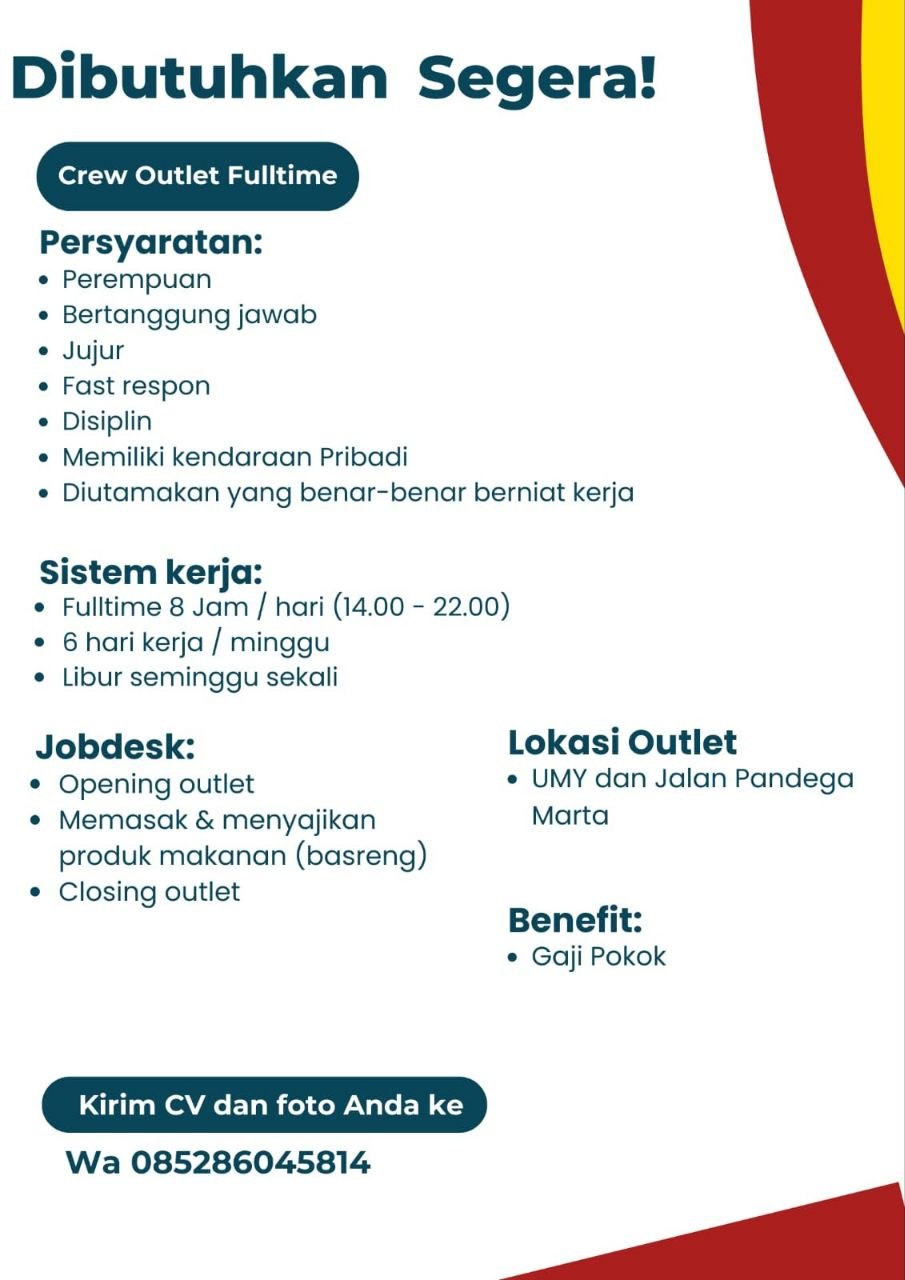 Poster lowongan LOKER JOGJA