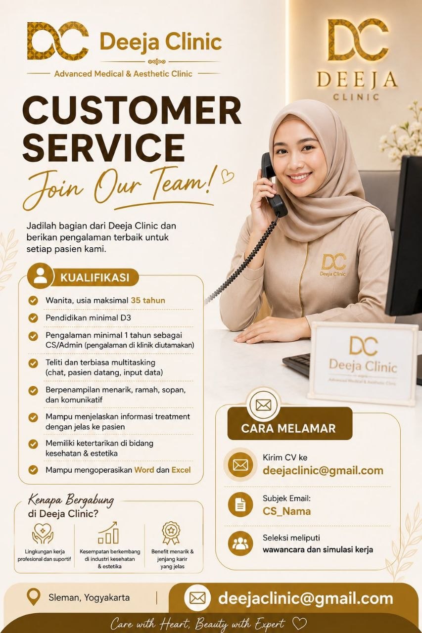 Poster lowongan Deeja Clinic