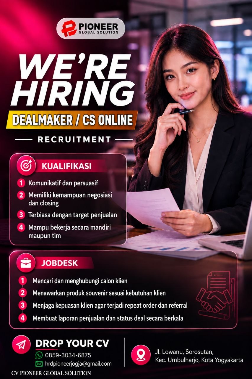 Poster lowongan Pioneer Global Solution