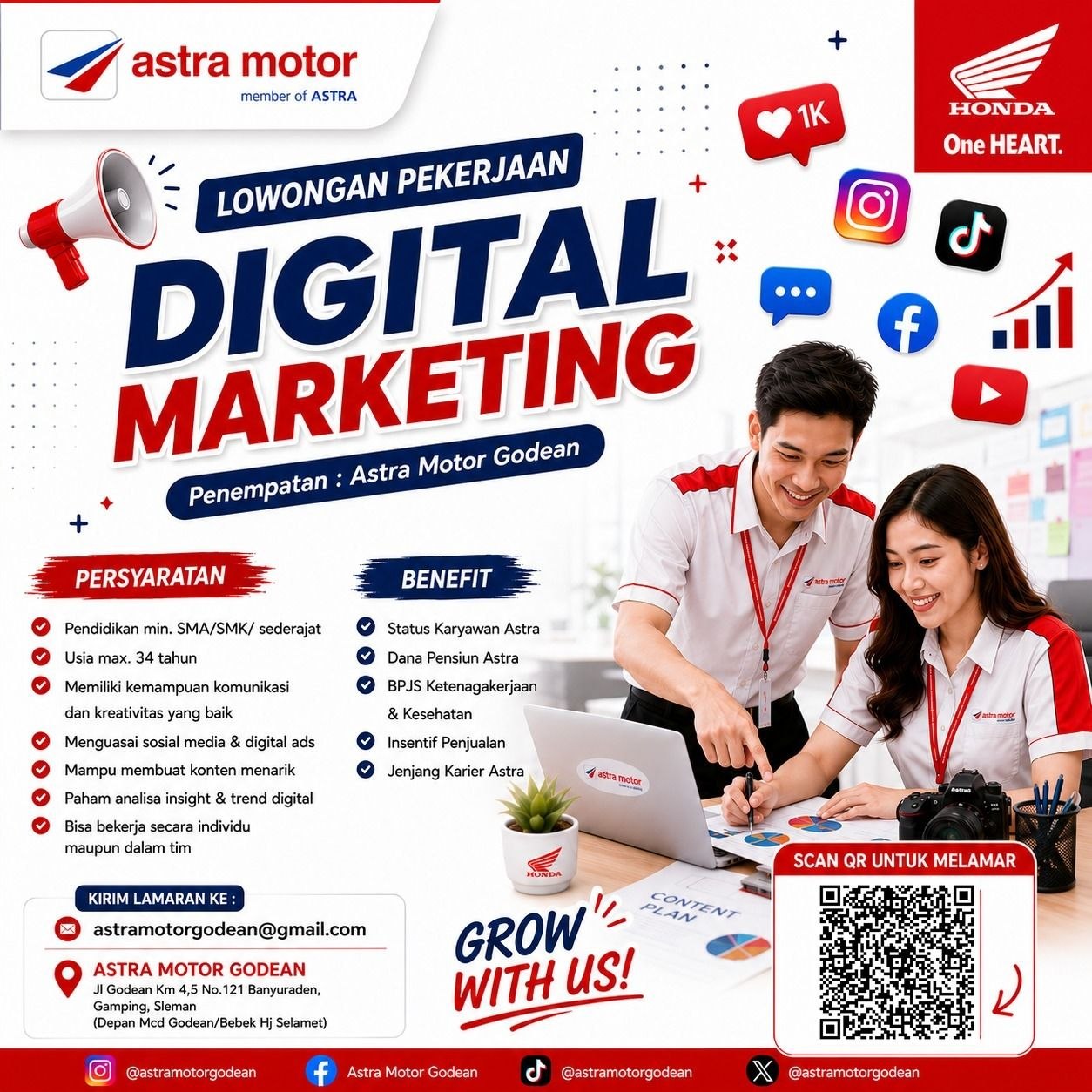 Poster lowongan Astra Motor Godean