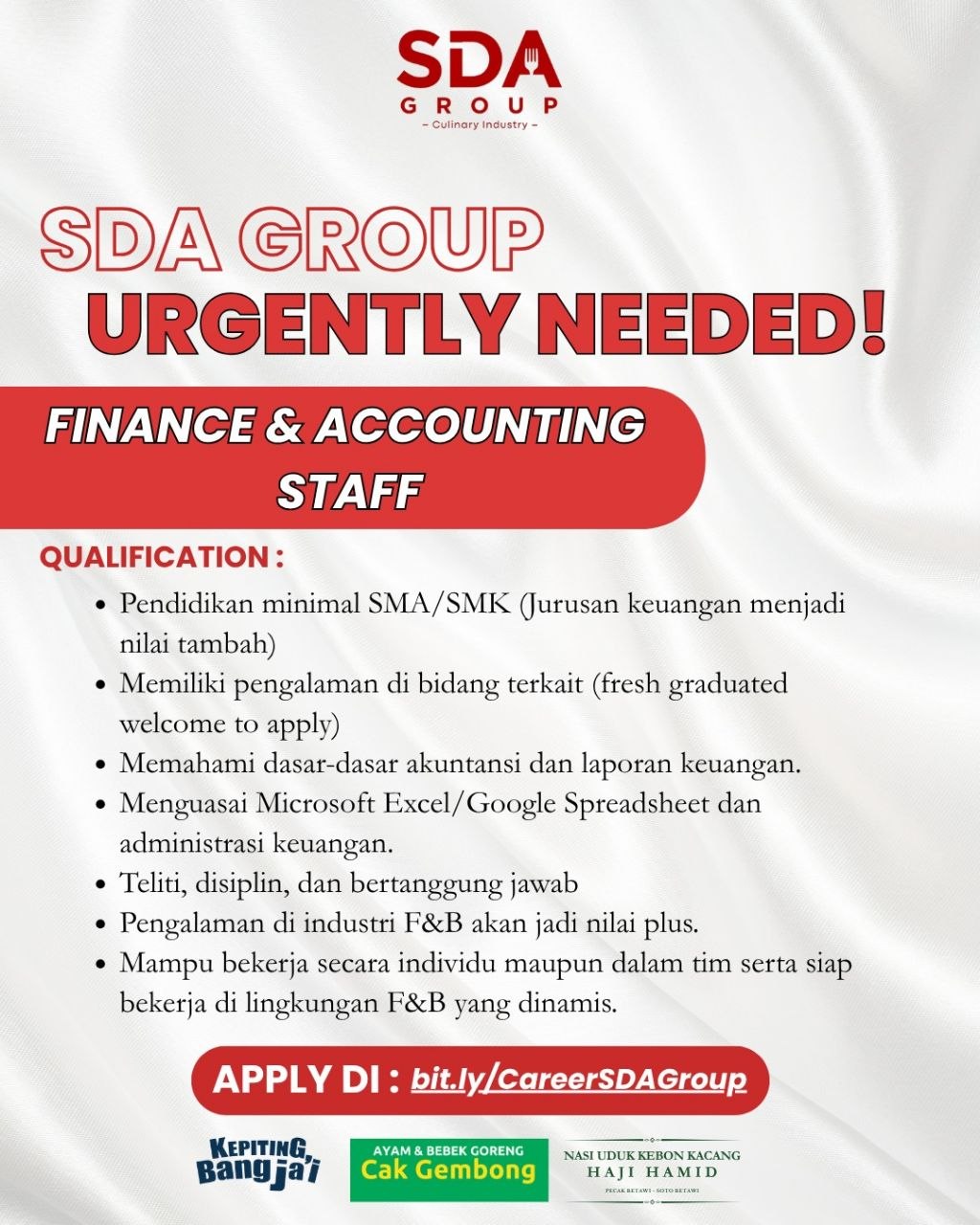 Poster lowongan SDA Group