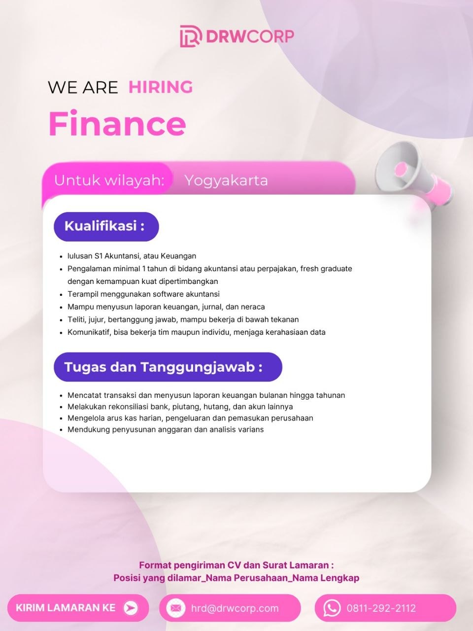 Poster lowongan DRWCORP