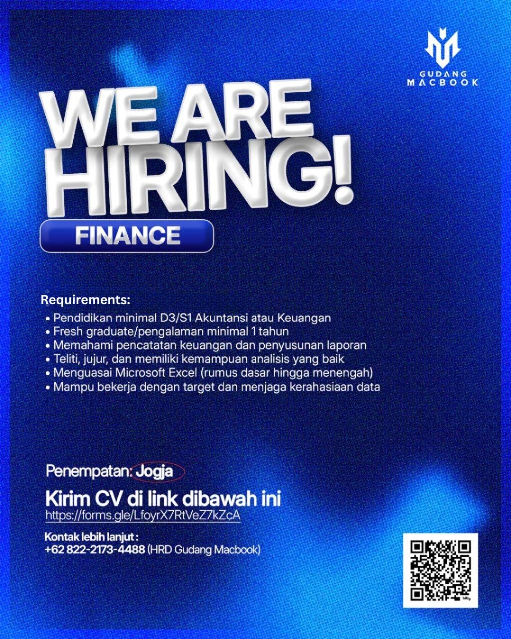 Poster lowongan Gudang Macbook