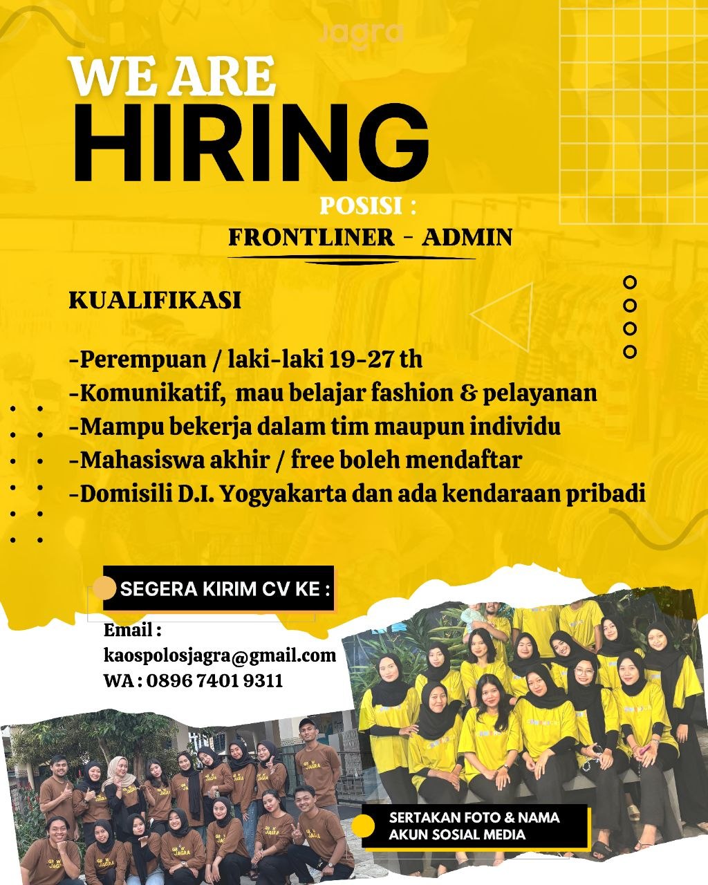 Poster lowongan Kaos Polos Jagra