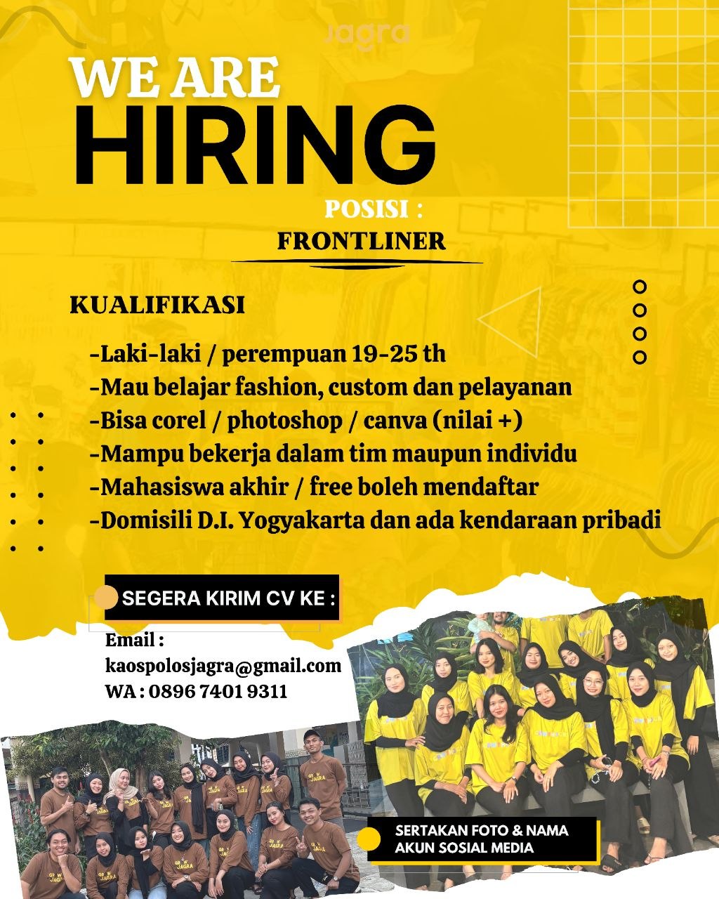 Poster lowongan LOKER JOGJA