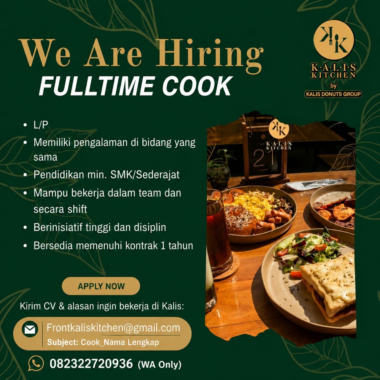 Poster lowongan Kalis Kitchen