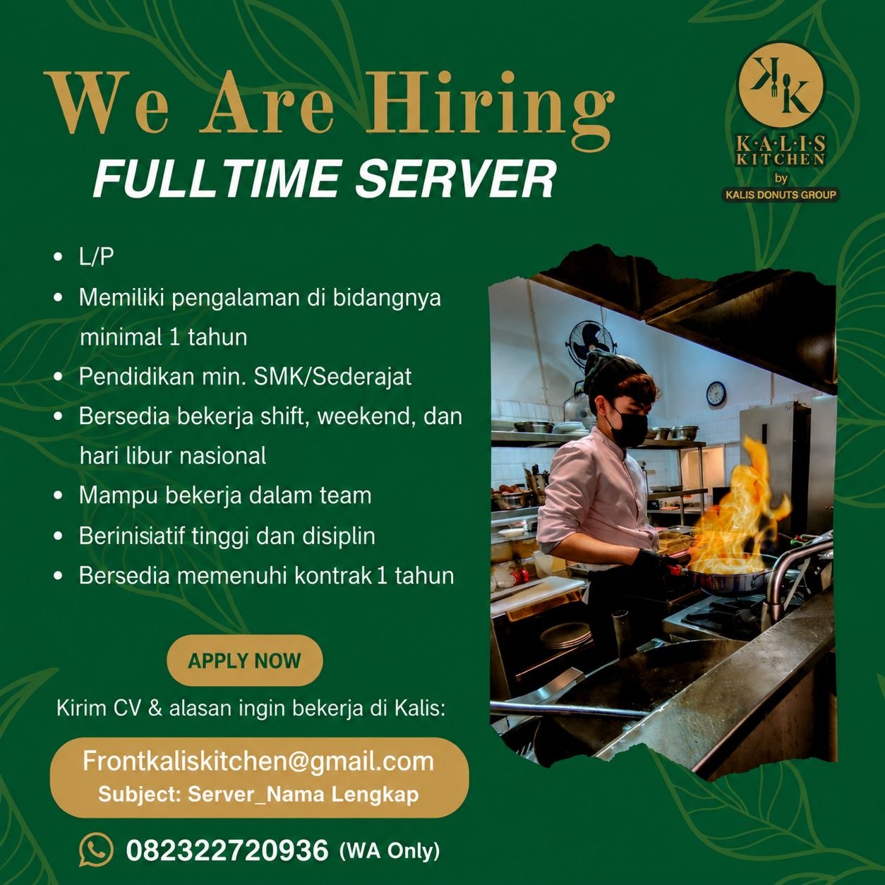 Poster lowongan Kalis Kitchen