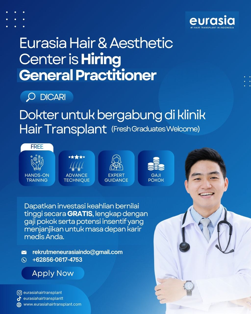 Poster lowongan Eurasia Hair & Aesthetic Center
