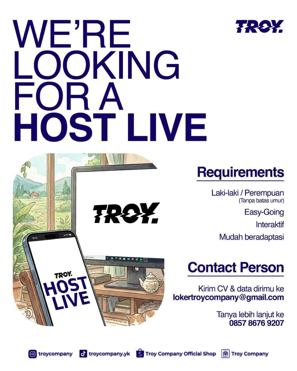 Poster lowongan Troy Company