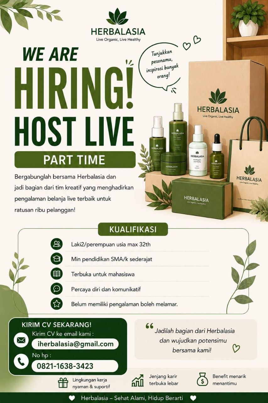 Poster lowongan Herbalasia