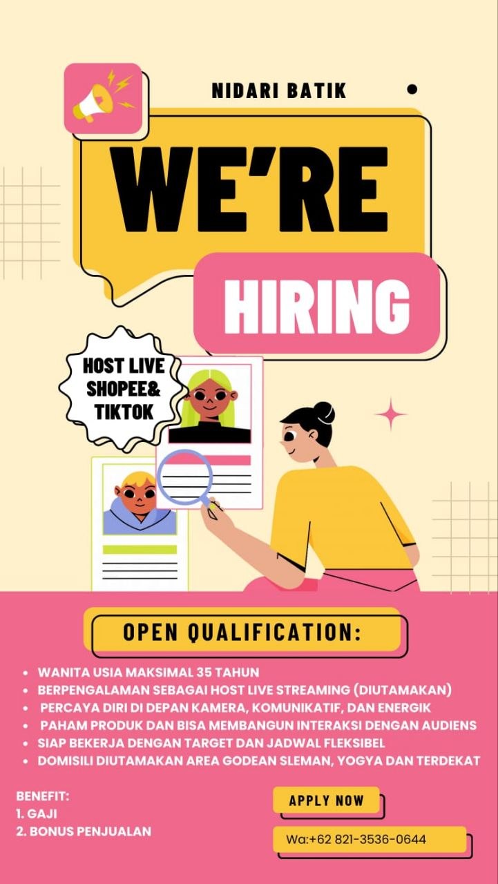 Poster lowongan Nidari Batik