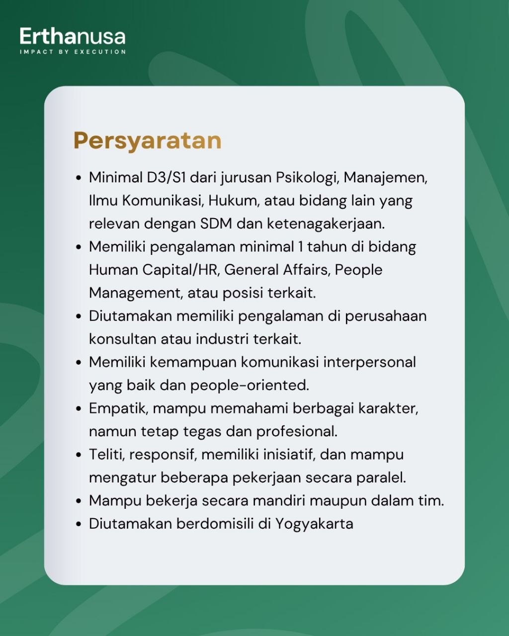 Poster lowongan Erthanusa