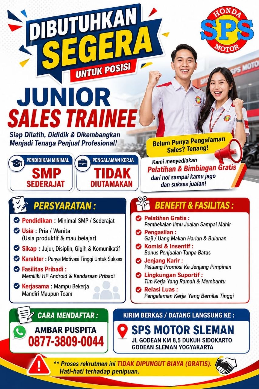 Poster lowongan SPS Motor
