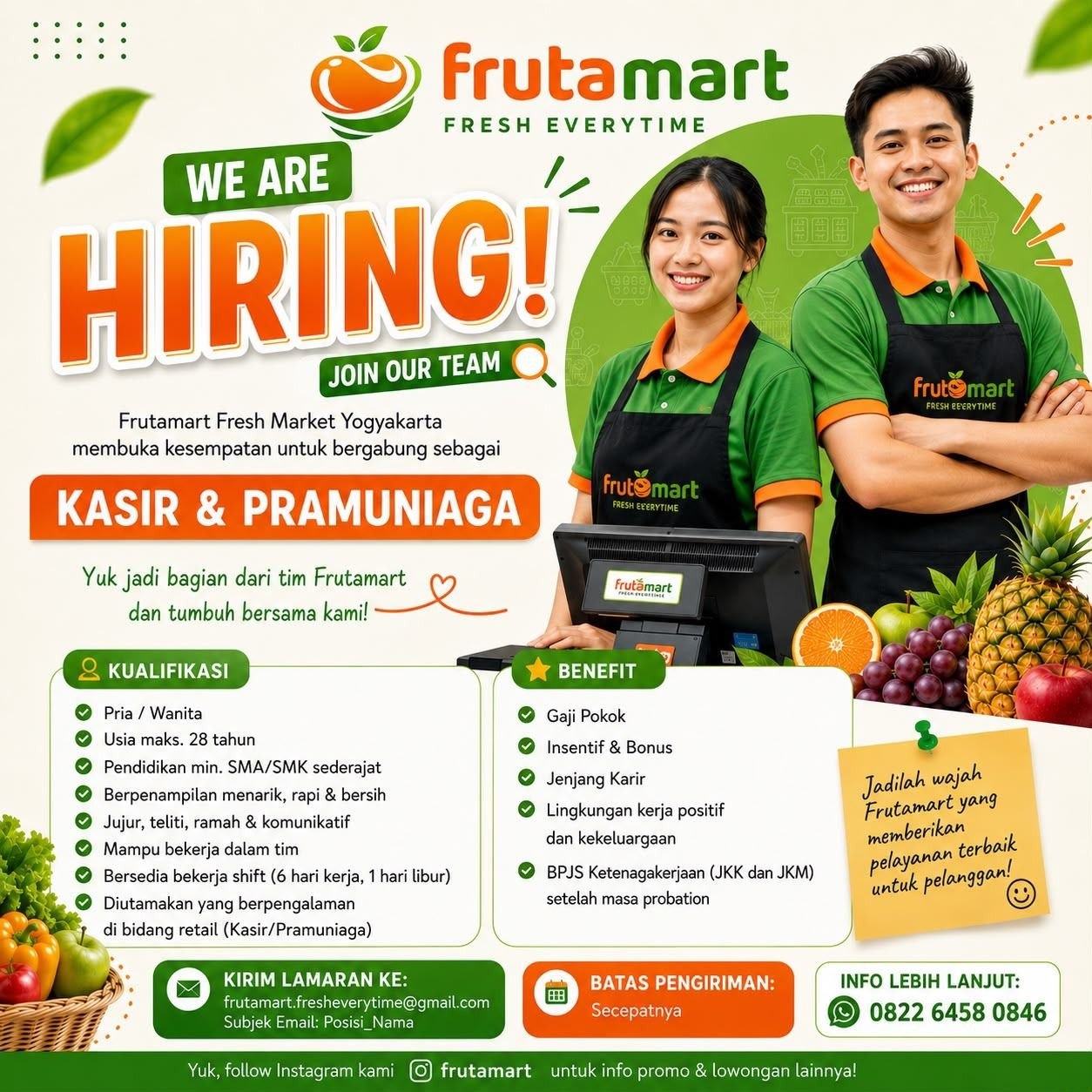 Poster lowongan Frutamart Fresh Market Yogyakarta