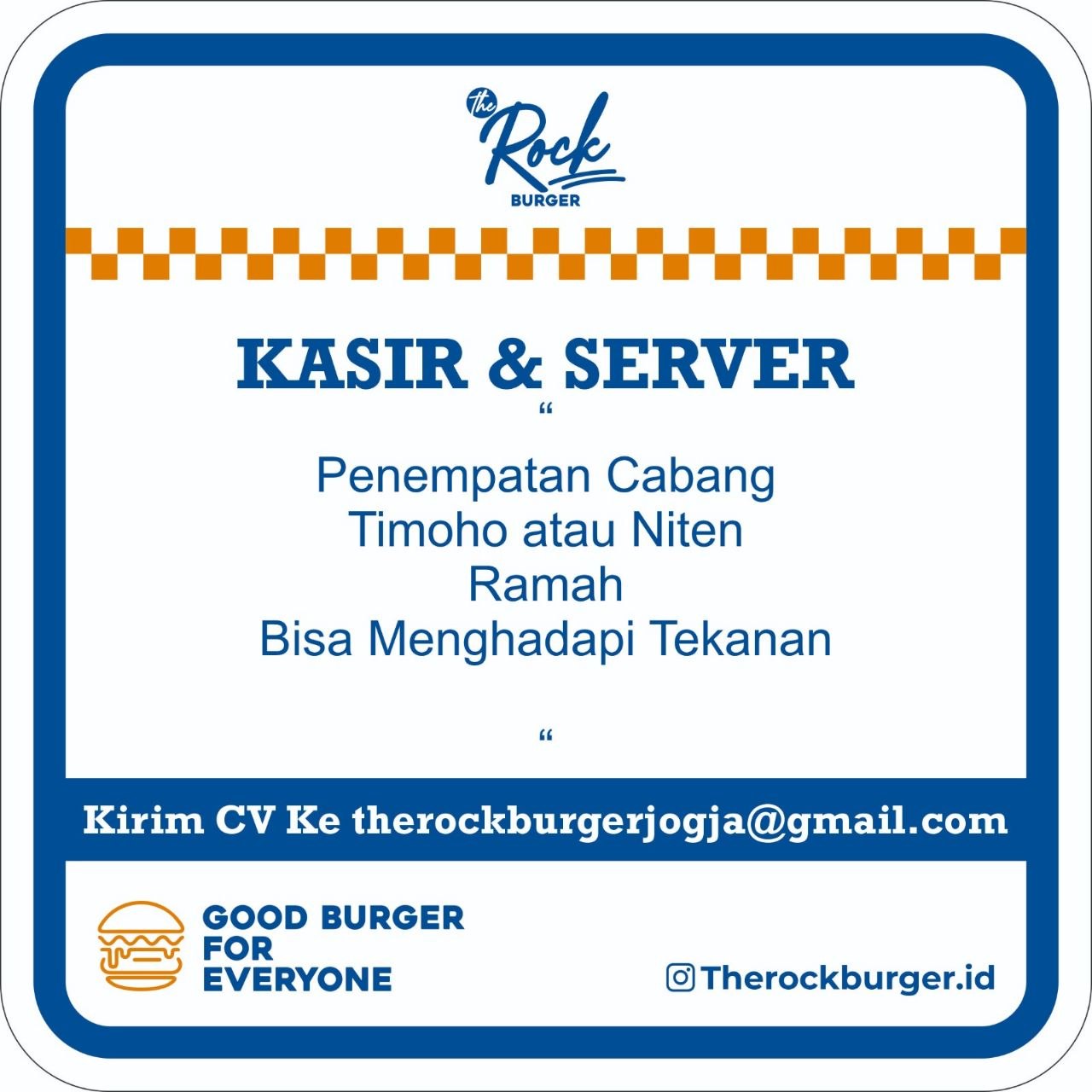 Poster lowongan The Rock Burger