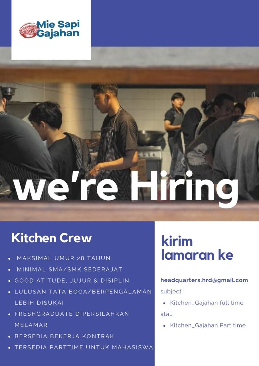 Poster lowongan Mie Sapi Gajahan