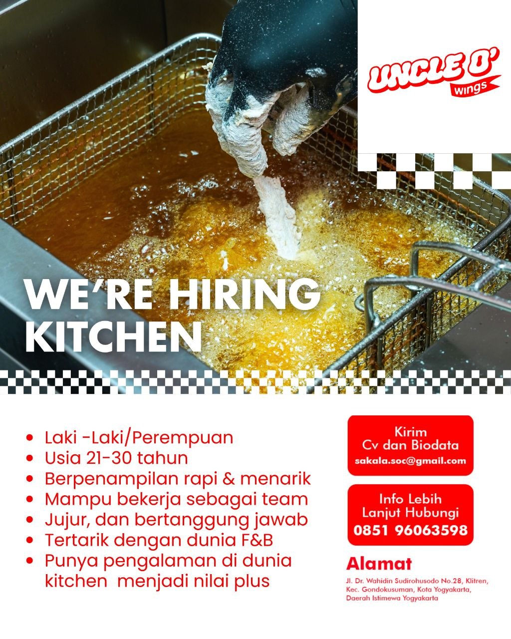Poster lowongan Uncle O' Wings
