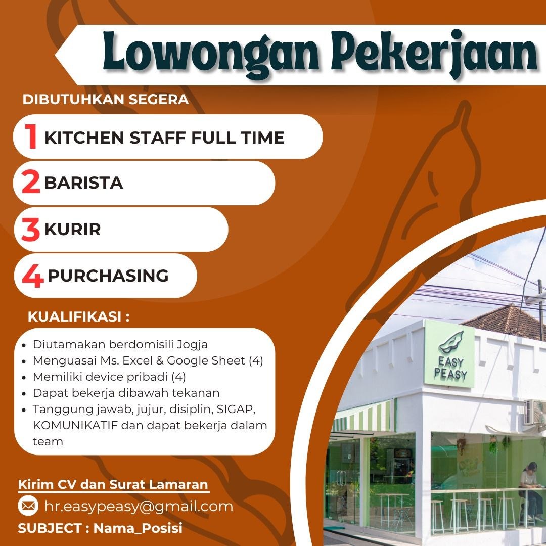 Poster lowongan Easy Peasy