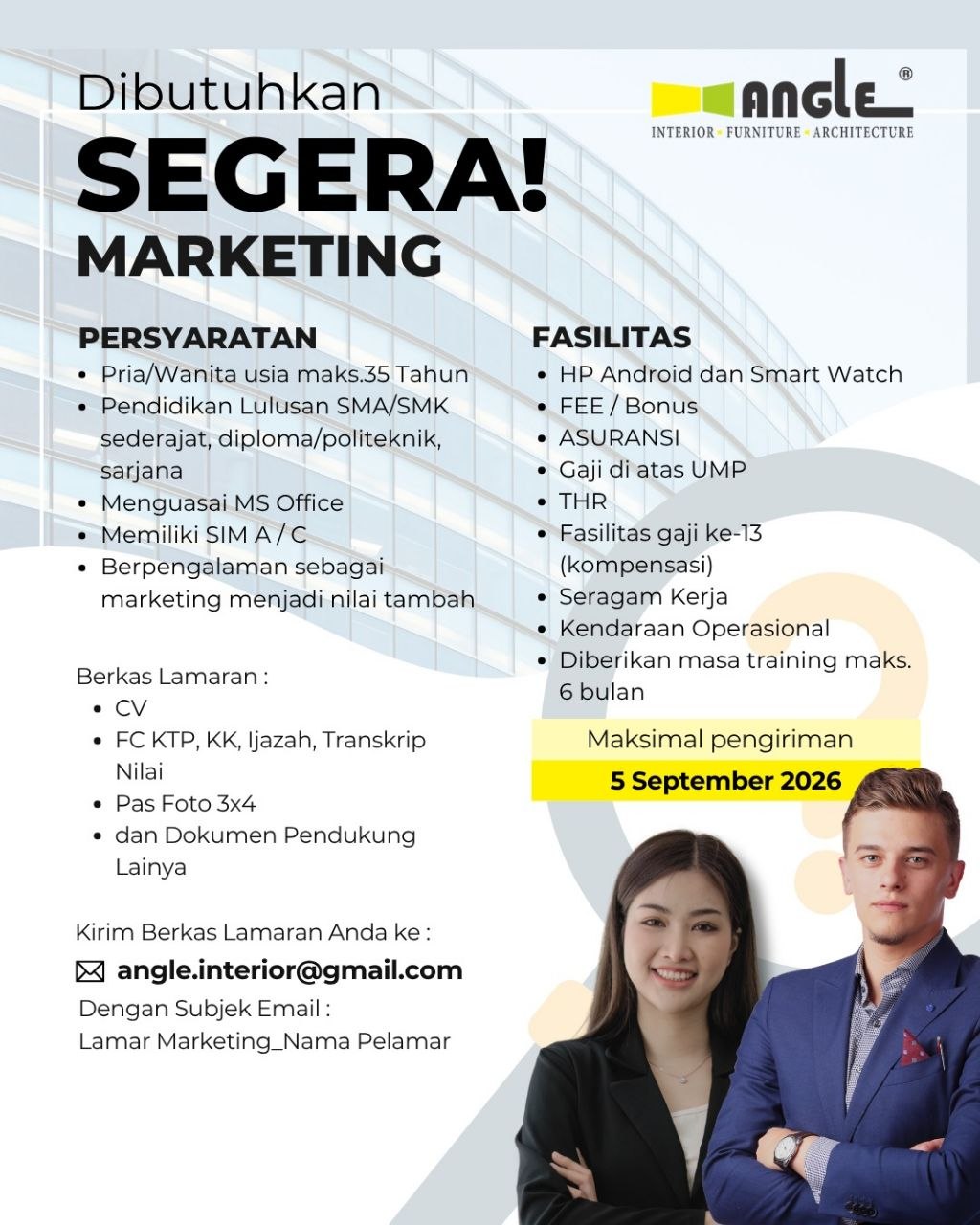 Poster lowongan PT Angle