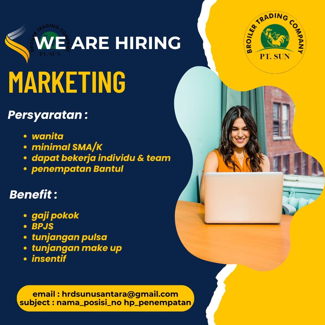 Poster lowongan PT. SUN