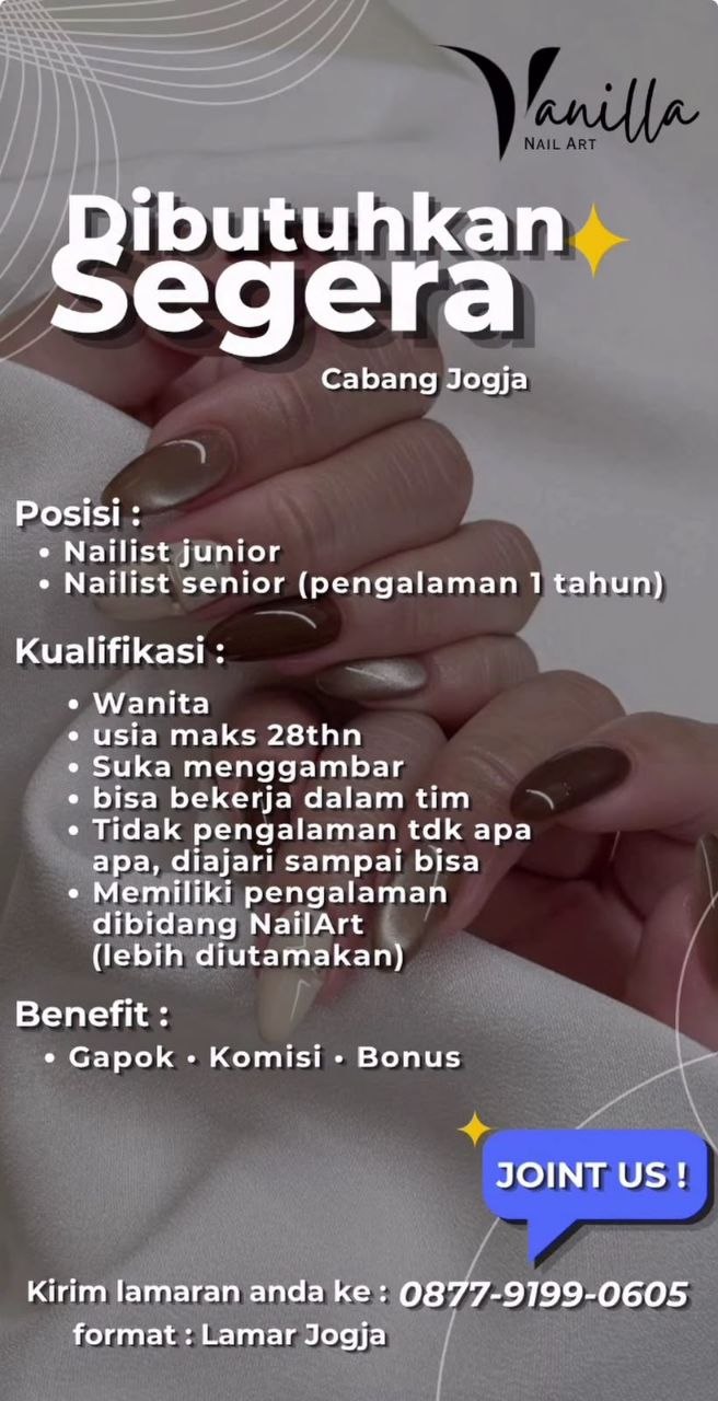 Poster lowongan Vanilla Nail Art