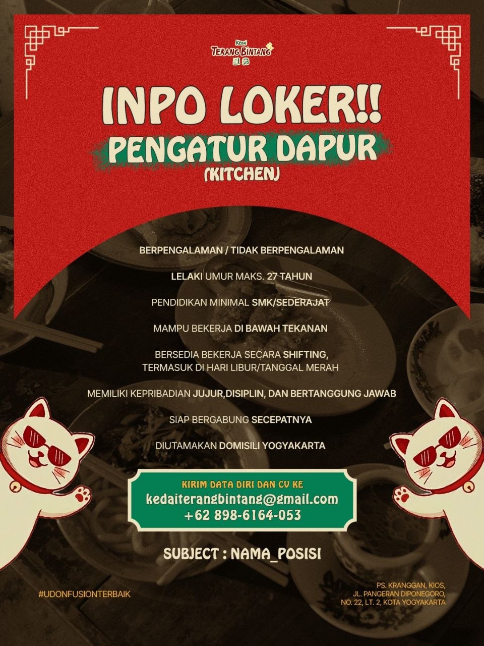 Poster lowongan Kedai Terang Bintang