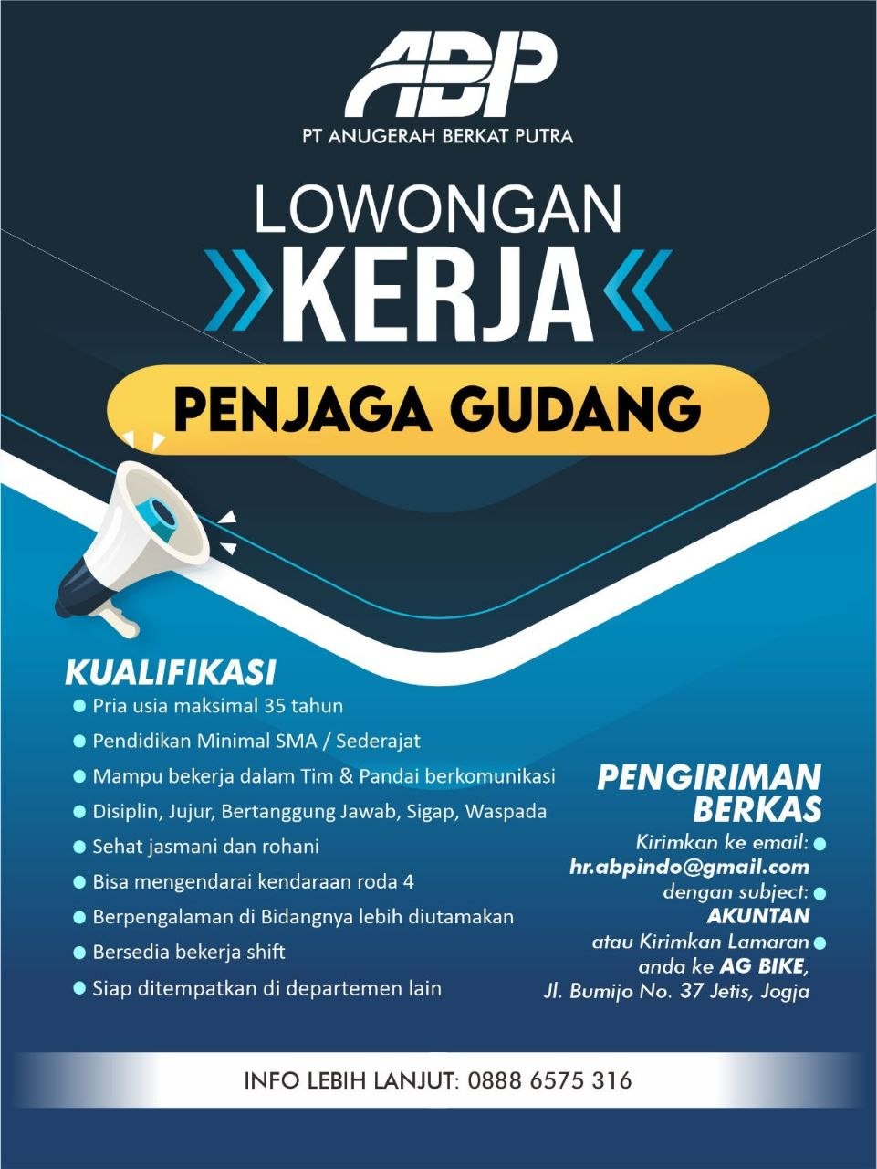 Poster lowongan Odong Odong USA