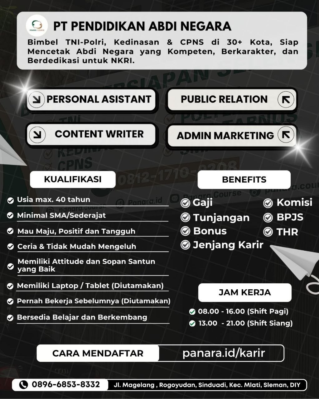 Poster lowongan PT Pendidikan Abdi Negara