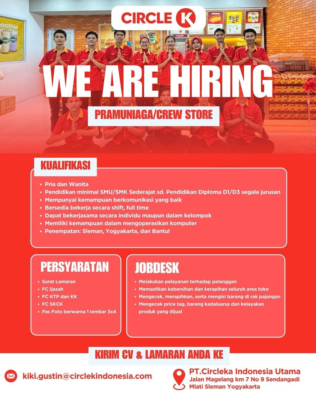 Poster lowongan PT. Circleka Indonesia Utama